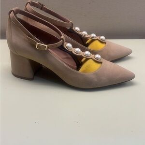 Made in Italy Elegant Beige pearl Women's block Heels size EU38
